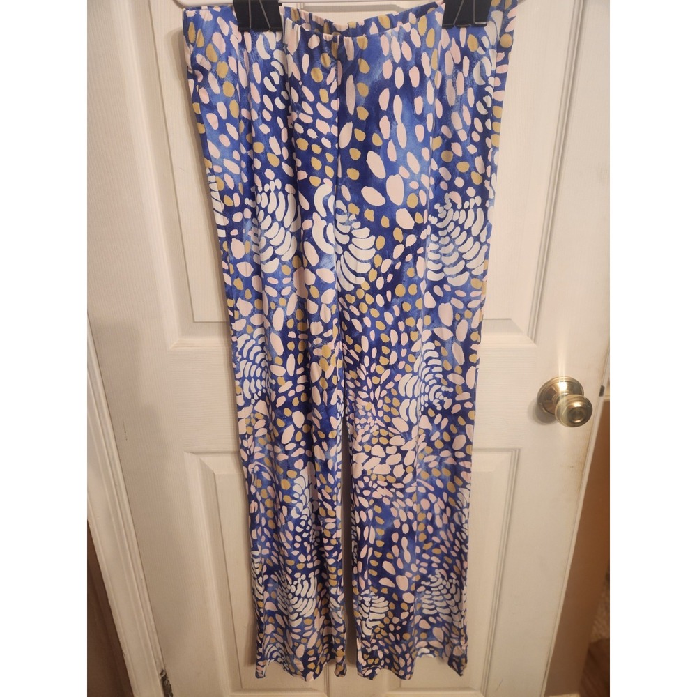 Lilly Pulitzer Georgia May Palazzo Pants Beckon Blue Sparkling Grotto Sz. Medium